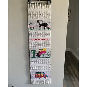 VTG Woven Colombian Wall Hanging Art Deco Tapestry 14 1/2 X 57‎
